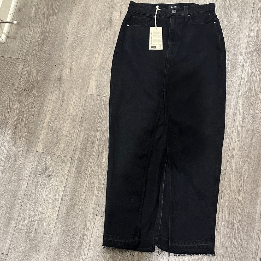 PAIGE Women's Black Maxi Denim Skirt